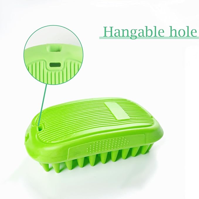 Dog Bath Brush, Pet Silicone Shampoo Brush, Rubber Shower Wash Curry Brush for Short Long Haired Dogs Cats Shedding Grooming and Massage, Pet Rubber Brush Removes Loose & Shed Fur