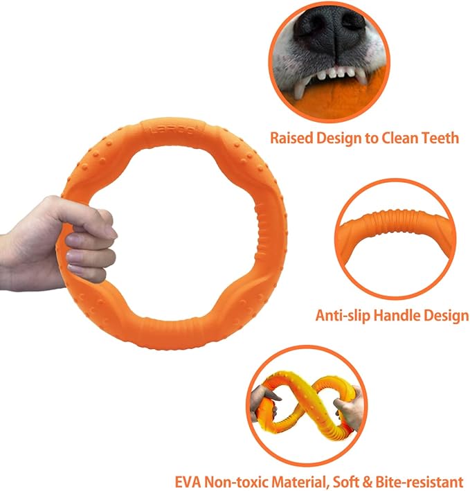 LaRoo Dog Flying Ring Toys, Floating Flying Dog Disc Toys, Summer Pet Training Outdoor Durable Chew Toys for Medium and Large Dogs (Medium Orange/22cm)