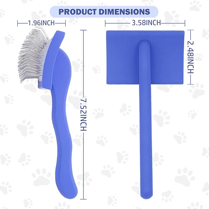 Slicker Brush for Goldendoodles, Labradoodles & Poodles - Grooming Brush for Medium & Long-Haired Dogs (Blue)
