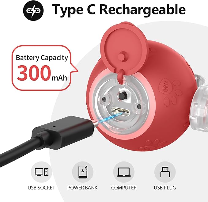 Interactive Cat Toys, Automatic Moving Cat Toys for Bored Indoor Adult Cats, Fast Rolling, Chirping & Motion-Activated Kitty Toys, Fun Gift for Cats with Speedy Tail 2.0, USB Rechargeable,Red