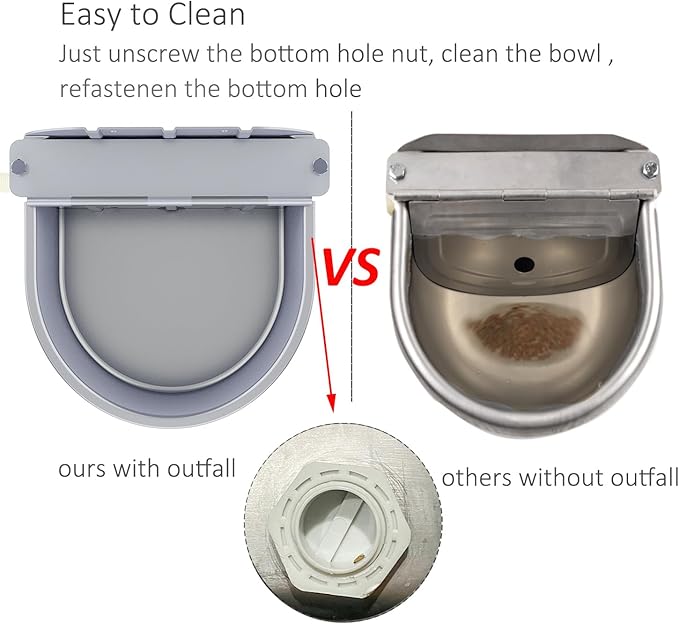 Automatic Water Dispenser for Dog Water Bowl Dispenser Large Size Stainless-Steel Waterer Feeder Self Filling Water Trough for Poultry and Livestock (Metallic Gray, Large)