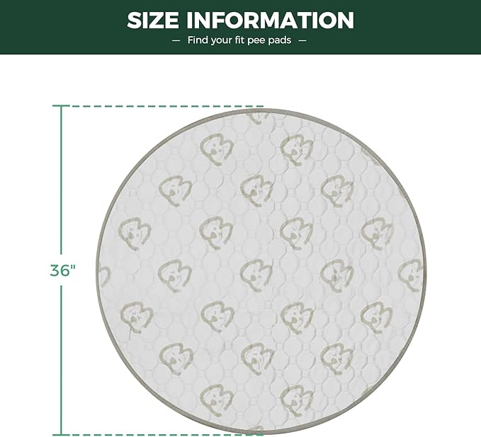 FXW Washable Pee Pads for Dogs, Puppy Pads with Super Absorbent, Specifically Designed for Whelping Box, 36" Round, Khaki, 2 Packs