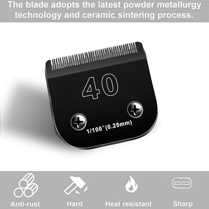 2PACK 40 Blades Dog Grooming Blades Compatible with Ainds/Oster A5/Wahl KM-10 Series Dog Clippers,Detachable Clipper Replacement Blade,Black