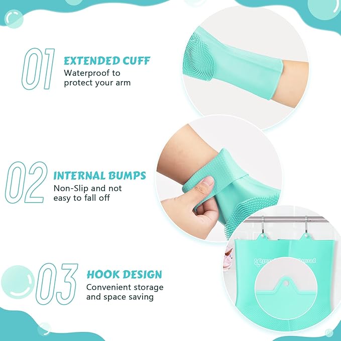 Pecute Large Pet Grooming Gloves with Heat-Resistant, High-Density Silicone Teeth for Washing, Massaging, and Enhanced Five Finger Design