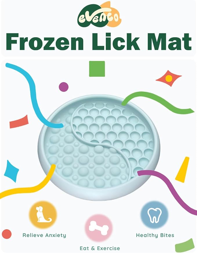 Lick Mat for Dogs, Silicone Slow Feeder Licking Mat with Non-Slip Suction Cups, Freeze-Friendly Lick Bowl for Enrichment Play, Anxiety Relief & Keeps Busy (6.0" x 1.0" Mint Green)
