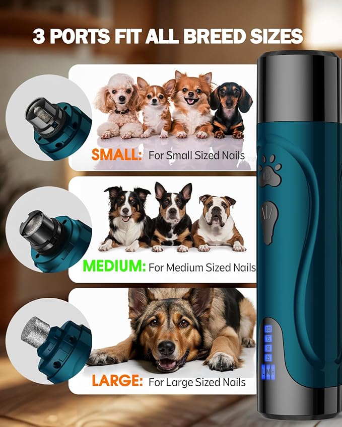 YABIFE Dog Nail Trimmers and Dog Nail Clippers Kit, Whisper Quiet Electric Grinder with Light, for Small, Medium, Large Dogs, Cats Toenail Grooming, 3 Speeds