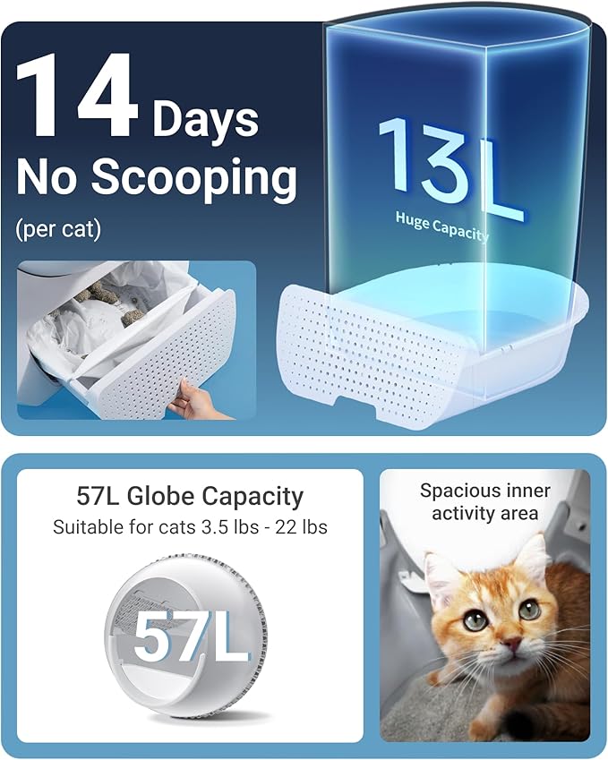 CATLINK 2025 Upgrade Automatic Cat Litter Box Self Cleaning for Multiple Cats with Mat, Double Odor Removal, Cat Litter Box for Cats from 3.5~22 lbs