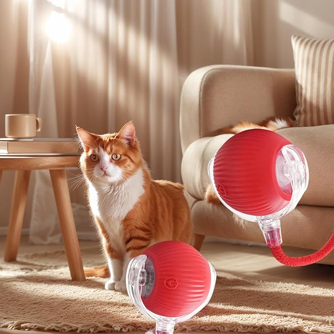 Electric Cat Toy - Automatic Rolling cat Toy with Motion sensors, Designed for Indoor Cats, Suitable for Solo Play (USB Rechargeable) (Greener)