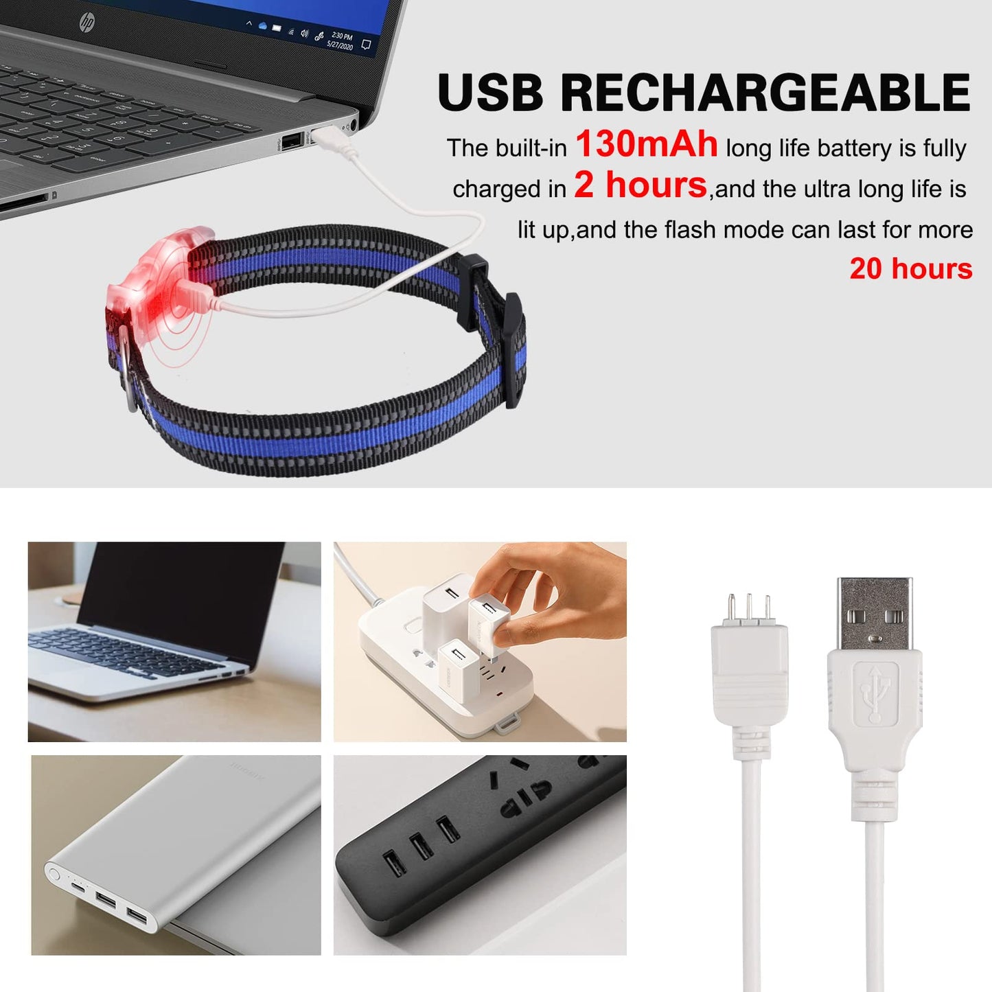 Buckle Glow Dog Collar Light,Adjustable Flashing LED Dog Collar Rechargeable Waterproof,Light Up Dog Collars Lights for Medium,Large Dogs-ML(Neck:14.17-24.8")