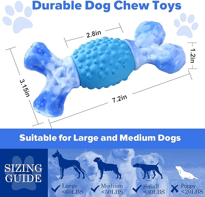 Rensh Tough Dog Chew Toys for Aggressive Chewers, Almost Indestructible Dog Toys for Medium Large Breed, Super Bone Chew Toy to Keep Them Busy & Reduce Boredom, Teeth Cleaning & Training, Milk Flavor