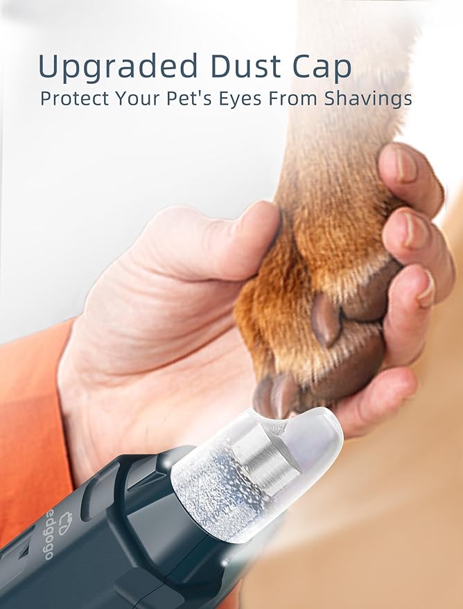 Dog Nail Grinder Super Quiet (45 db) 6-Speed Pet Nail Grinder with 2 LED Lights 12000RPM & 3 Grinding Ports 4 Extra Grinding Heads with Dust Cap Dog Nail Trimmer for Large Medium Small Dogs