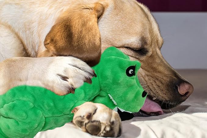 LWBMG Squeaky Dog Toys Stuffed Dog Toys Cute Dinosaur Plush Dog Toy with Crinkle Paper Durable Dog Chew Toys for Small Medium and Large Dogs
