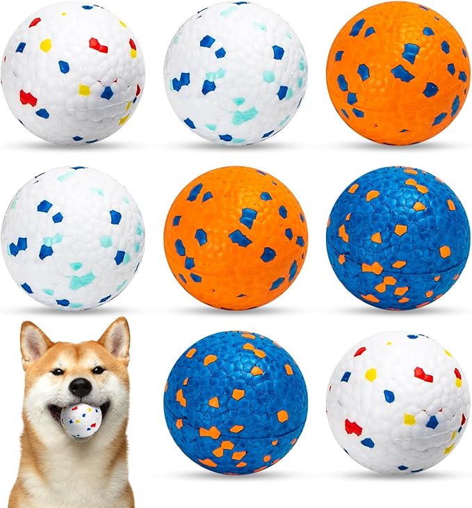 Nobleza Dog Ball Toy Tennis Bouncying Training Balls, Aggressive Chewer Teething Durable Floating Dog Tennis Balls, Interactive Pet Popcorn Ball for Medium Small Pet Puppy, 8 PCS