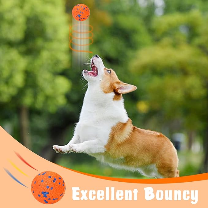 Dog Balls for Aggressive Chewers, Indestructible Bouncy Floating Balls for Training Dog Catch and Fetch, Sturdy Solid Tennis Ball Toys for Large Medium Small Dogs - 2.75in - Orange - 4pcs