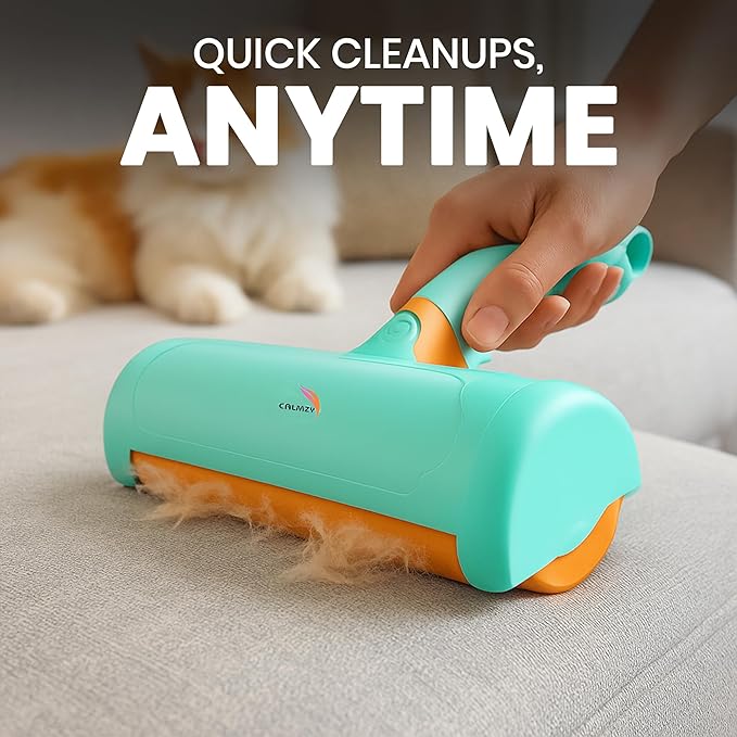 CALMZY Pet Hair Removal Tool, Reusable Lint Roller for Pet Hair, Dog Hair Remover Couch for Cleaning Rug, Carpet, Bed, Cat Hair Remover & Updated 2025, Pet Hair Remover Roller (Green and Orange)