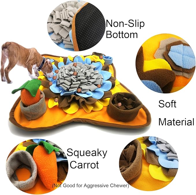 Dogs Snuffle Mat Pet Feeding Mats Puppy Sniffing Pad,Cat Doggies Interactive Puzzle Toys for Multiple Breeds Encourages Natural Foraging Skills,Training and Stress Release (Grey Brown)