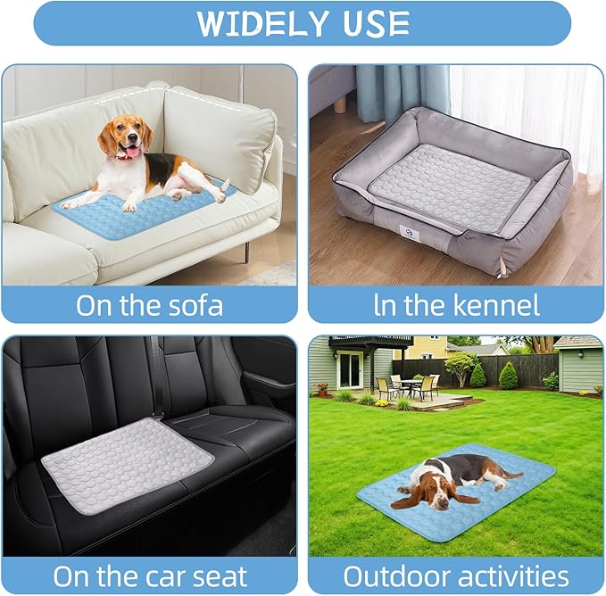 Dog Cooling Mat,2025 Upgrade Pet Cooling Mat for Dogs Cats,Summer Ice Silk Cool Mats & Sleeping Pad for Indoor or Outdoor,Perfect as Blanket for Kennel Sofa Bed Floor Car (Grey, Medium, 23.6"x19.3")