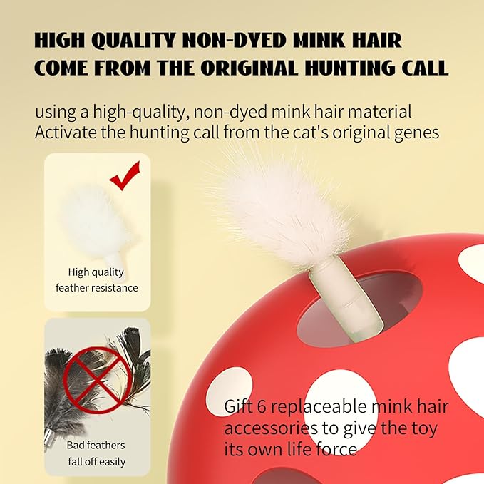 PAKEWAY Interactive Cat Toy, Automatic Cat Toys for Indoor Cats, Feather Toys, Eight Hole Structure and Two Ambush Feather,Infrared Sensor Activated