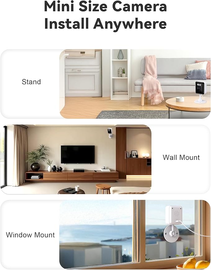 2K Cameras for Home Security, 2.4/5GHz Wi-Fi 6 Indoor Camera for Dog/Pet/Nanny/Baby with US Phone App, AI Text Recognition, Smart Search, Color Night Vision,2 Way Talk Mini Cam,Human Detection,2 Packs