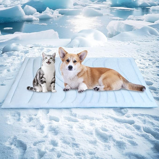 BECEMURU Dog Cooling Mat - 36" x 23" Thickened Cooling Pad Blanket for Crate, Kennel, Bed, Sofa - Machine Washable, Durable, Non-Gel - Keep Your Pet Cool and Comfortable