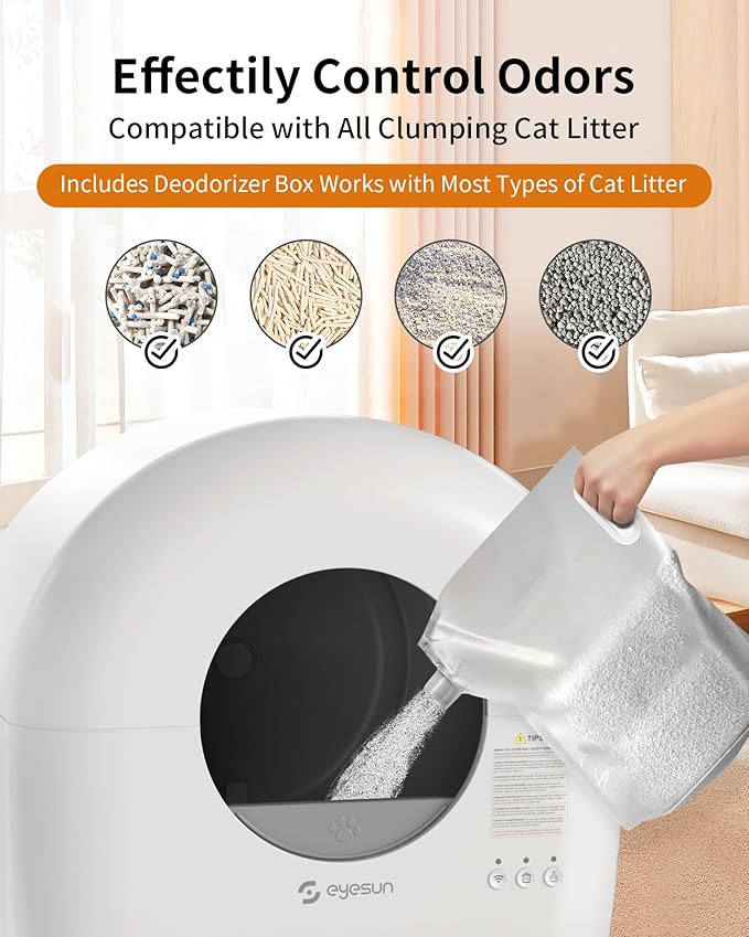 Self Cleaning Litter Box,76L Automatic Cat Litter Box Self Cleaning with APP Control,Low Noise,Safety Protection,Roll Garbage Bags,Deodorizer and Cleaning Brush for Multiple Cats