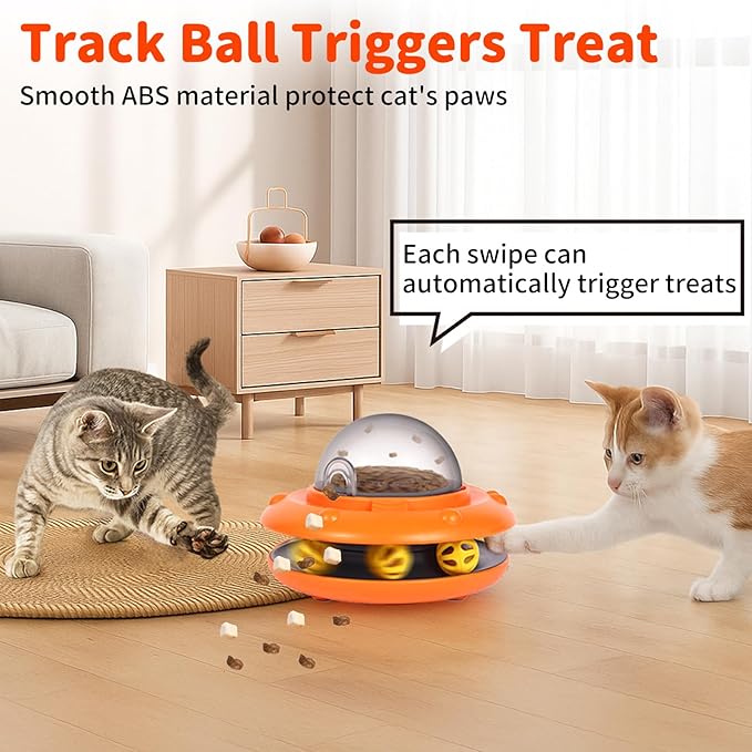 Interactive Dog & Cat Toys - Automatic Treat Puzzle with Remote Control for Cats & Dogs Food Dispensing, Pets Enrichment IQ Training Gift, Rechargeable Electronic Ball Track Toy Slow Feeder