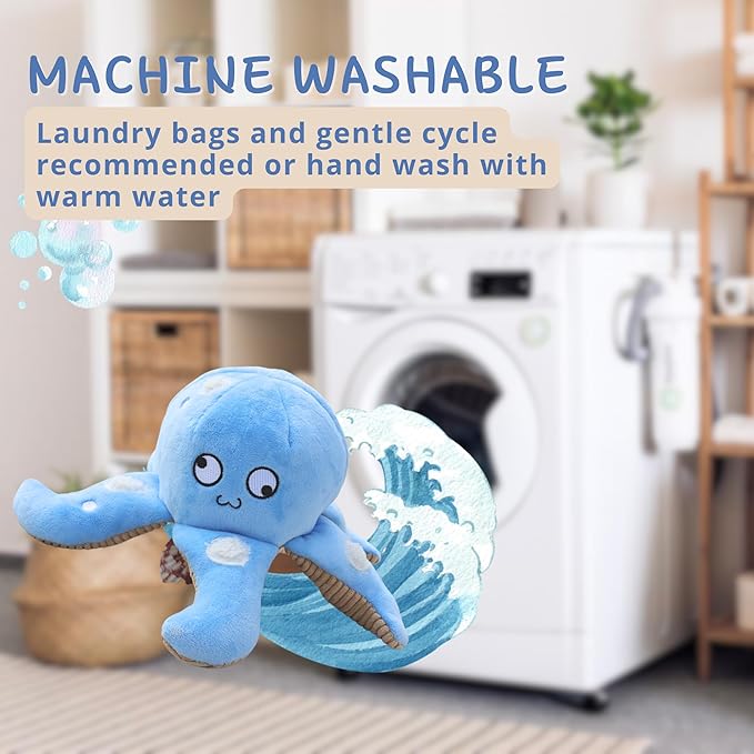 Dog Puzzle Toy, Interactive Snuffle Octopus Toy for Medium Large Dogs â Hide & Seek Treat Dispenser with Squeaky & Crinkle Sounds, Plush Chew Toy, Durable & Washable (Blue)