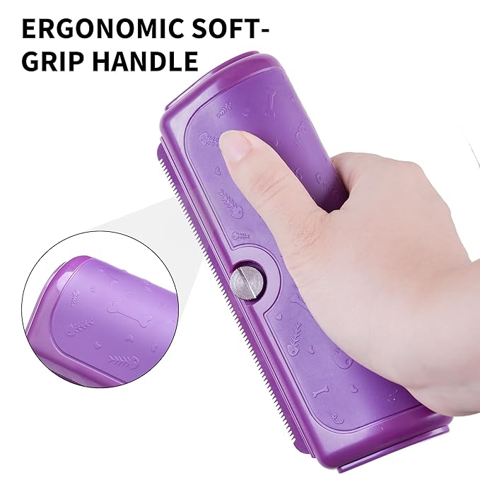 Deshedding Brush for Dogs, Cats, Horses & Rabbits – Professional Pet Grooming Comb,Removes Loose Fur & Undercoat,Gentle Stainless Steel Blade,Easy Clean Handle,Grooming cat brush (Purple)