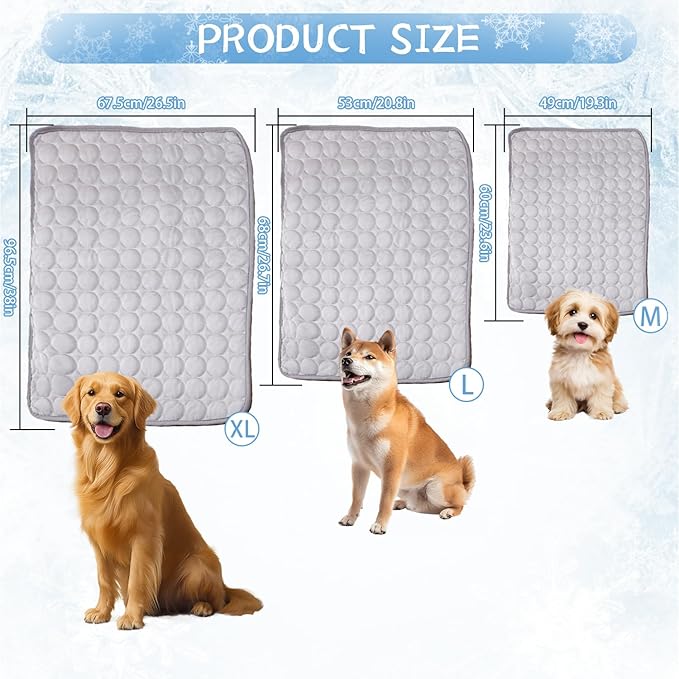 Dog Cooling Mat,2025 Upgrade Pet Cooling Mat for Dogs Cats,Summer Ice Silk Cool Mats & Sleeping Pad for Indoor or Outdoor,Perfect as Blanket for Kennel Sofa Bed Floor Car (Grey, Medium, 23.6"x19.3")