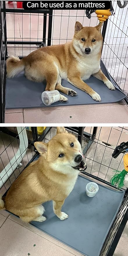 Large Dog Mats for Food and Water, 32"x24" Waterproof Pet Food Mats for Floor Nonslip Silicone Bowl Mats with Raised Edges