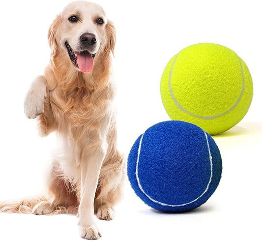 Tennis Ball Dog Toys 2 Pack - Giant 4-Inch Durable and Safe Fetch Tennis Ball for Dogs with Mesh Bag, Large Dog Tennis Balls Perfect for Indoor and Outdoor Interactive Play