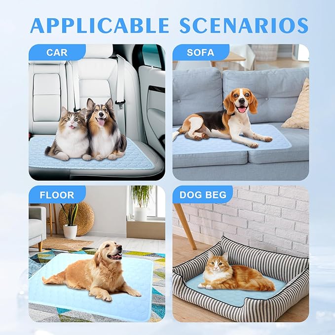 Upgrade Dog Cooling Mat, Pet Dog Self Cool Pad, Ice Silk Washable Cooled Mat for Dogs Cats Kennels Crates Beds