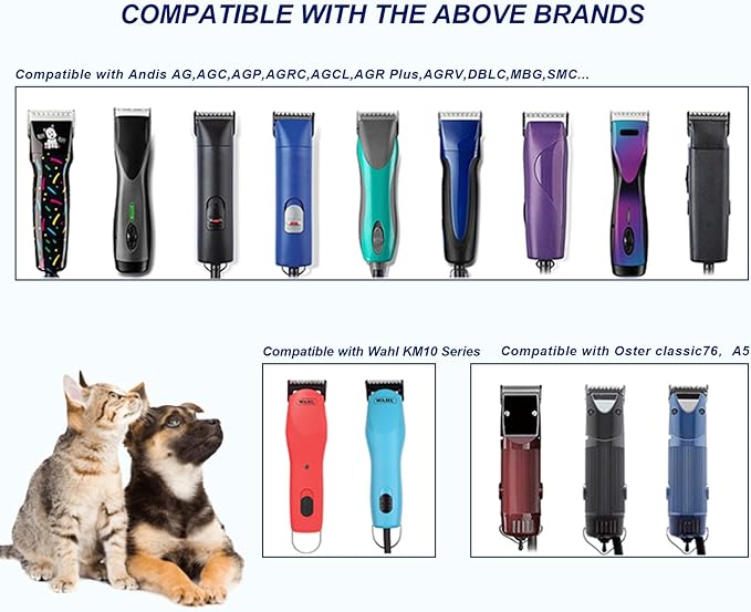 6PCS (4FC+5FC+7FC10+30+40 Dog Grooming Blades Compatible with Andis Pet Clipper/Oster A5/Wahl KM Series Dog Clipper,Ceramic Blade & Stainless Steel Blade