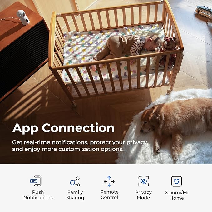 IMILAB C30 Dual Lens Security Camera Indoor, 3K+3K Baby Monitor 360° View Dog Camera w/Phone App, 5G WiFi Room Cam for Bedroom, Cry/Pet/Smoke/Fire Detection, Wall/Room Mount, Plug in, Easy Setup.