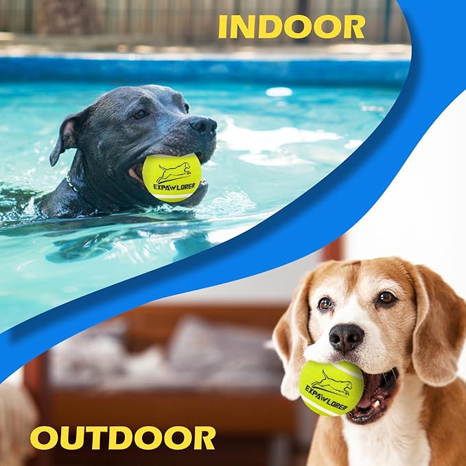 EXPAWLORER Tennis Toys for Dogs, 2.5 Inch Dog Toy Tennis Balls with Squeaker, 12 Pack Interactive Squeaky Dog Balls for Aggressive chewers,Perfect Pet Toy for Small, Medium + Large Dogs