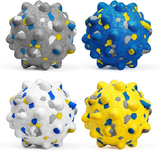 Dog Tennis Balls for Aggressive Chewers, Indestructible Durable Bouncy Interactive Toy for Dogs Fetch Game Lightweight Floating Outdoor Training(4Pcs Medium)