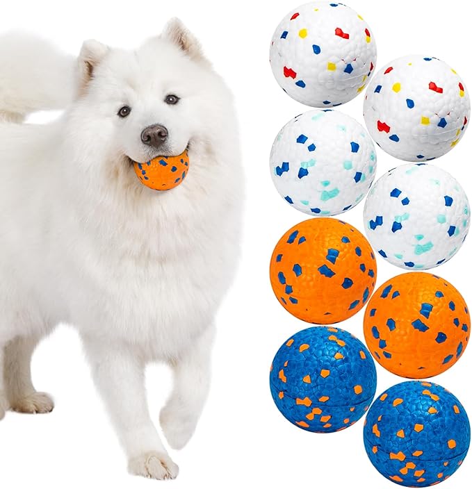 Nobleza Dog Ball Toy Tennis Bouncying Training Balls, Aggressive Chewer Teething Durable Floating Dog Tennis Balls, Interactive Pet Popcorn Ball for Medium Small Pet Puppy, 8 PCS