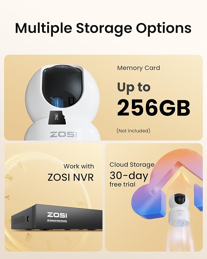 ZOSI Indoor Pan/Tilt Smart Security Camera,2K 360 Degree Baby Pet Monitor,Plug-in 2.4G/5G Dual-Band WiFi Home Cam with Phone App,Night Vision,Person Detection,2 Way Audio,Cloud & Memory Card Storage