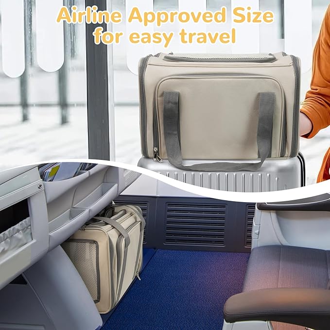 Cat Carrier Soft, TSA Airline Approved Pet Carriers, Expandable Dog Carrier for Travel, Soft Sided Collapsible Pet Travel Carrier for Cats and Small Dogs, Grey