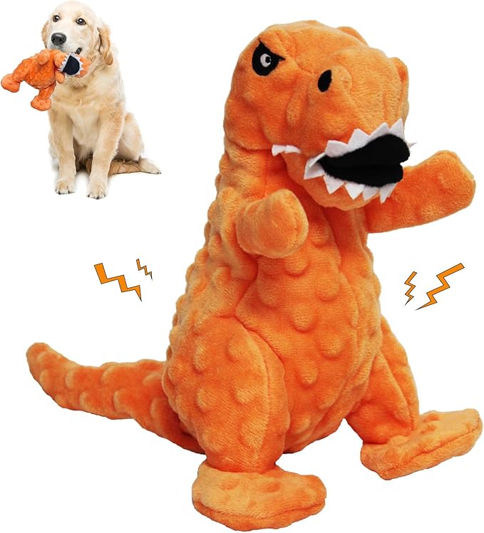 LWBMG Squeaky Dog Toys Stuffed Dog Toys Cute Dinosaur Plush Dog Toy with Crinkle Paper Durable Dog Chew Toys for Small Medium and Large Dogs