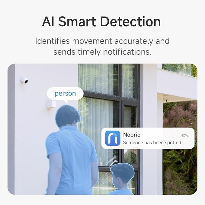 Noorio Security Cameras Wireless Outdoor Magnetic, 4-Pack Easy Install Battery Powered Wireless Cameras for Home Security, 1080P AI Motion Detection, Free Local Storage, No Monthly Fee