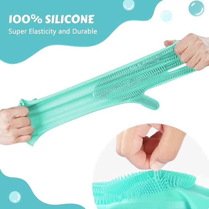 Pecute Large Pet Grooming Gloves with Heat-Resistant, High-Density Silicone Teeth for Washing, Massaging, and Enhanced Five Finger Design