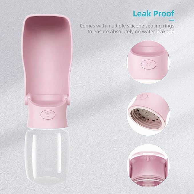 Portable Dog Water Bottle for Walking 19 OZ or 12 OZ Portable Pet Water Bottles for Puppy Small Medium Large Dogs Water Dispenser Pet Water Bowl Dog Accessories (19OZ Blue) (12OZ Pink)