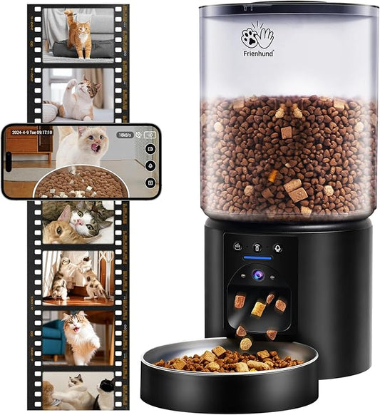 5L Automatic Cat Feeder with 2K HD Camera: 5G WiFi Automatic Dog Feeder with Night Vision,Cat Food Dispenser with Freshness for Multiple Pets,Detachable for Easy Clean-21 Cup (Sealed Outlet)