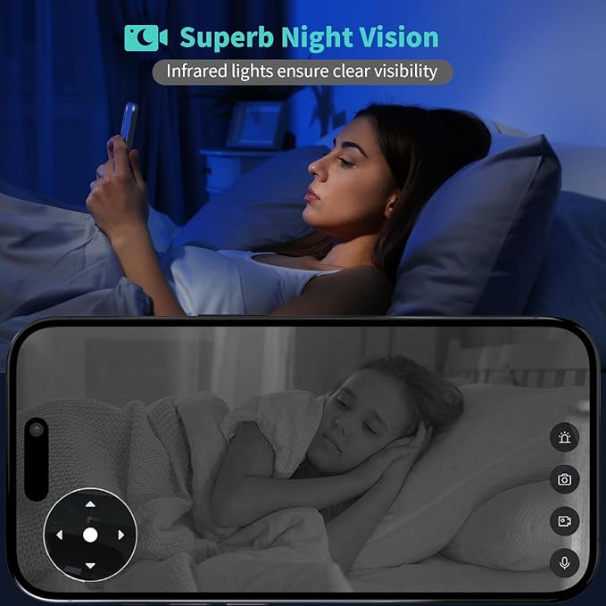 Alaga Indoor Security Camera,3K 5G and 2.4G WiFi, 360° Pan/Tilt, Human/Pet/Motion AI, Night Vision, Speaker, Indoor Camera with Phone App, Compatible with Alexa & Google Assistant,2-Pack White