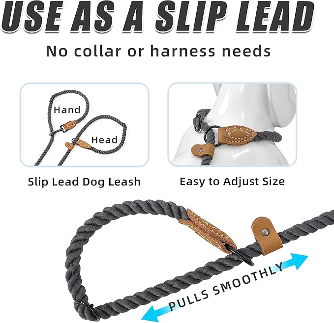 Mile High Life Hands Free Dog Leash, Crossbody Waist Leash with Genuine Leather Connection, Multifunctional Adjustable Slip Lead for Dog Walking Running (Blue Green, 7FT)