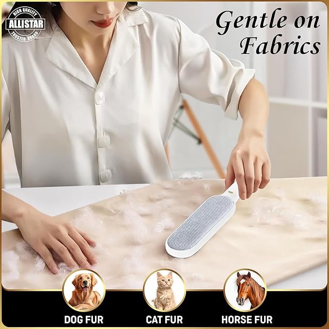 Lint Brush, Pet Hair Remover, Lint Remover for Clothes, Sofa, Carpets, Car Seats. Cat Hair Remover. Dog Hair Remover Laundry. Double-Sided. Reusable. Self-Cleaning Base. ALLISTAR (Snow Peak White)