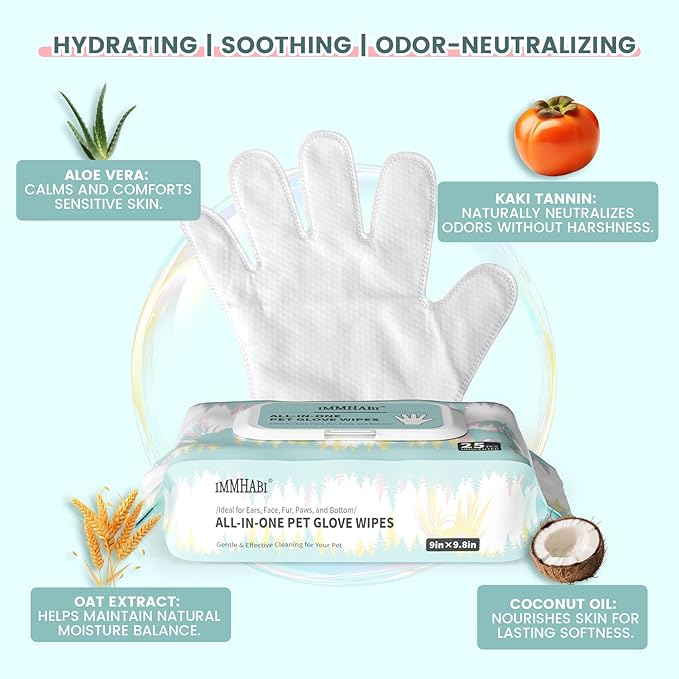 100 PCS Pet Glove Wipes for Paws and Butt Large Puppy Wipes for Dogs Face and Body Dog Wipes Cleaning Deodorizing Cat Wipes Cleaning Fur and Butt Doggie Wipes Doggy Wipes Bum Dog Ear Wipes