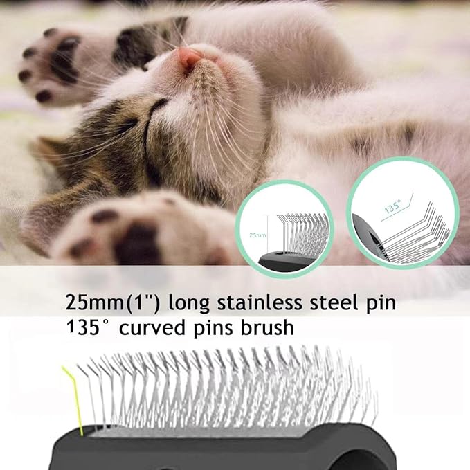 Large Slicker Brush for Dogs,Cats,Extra Long Pin Shedding Brush for Long Haired Dog,Cat, Pet Grooming Wire Brush for Thick Undercoat Curly Hair,25mm(1"),Black