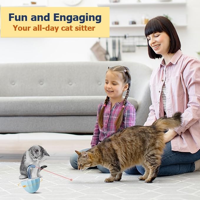 Cat toys for indoor cats Laser pointer, Interactive cat toy for bored Indoor adult Cats, Automatic cat toys laser pointer,Random Trajectory and Tumbler Base, USB rechargeable, laser for cats